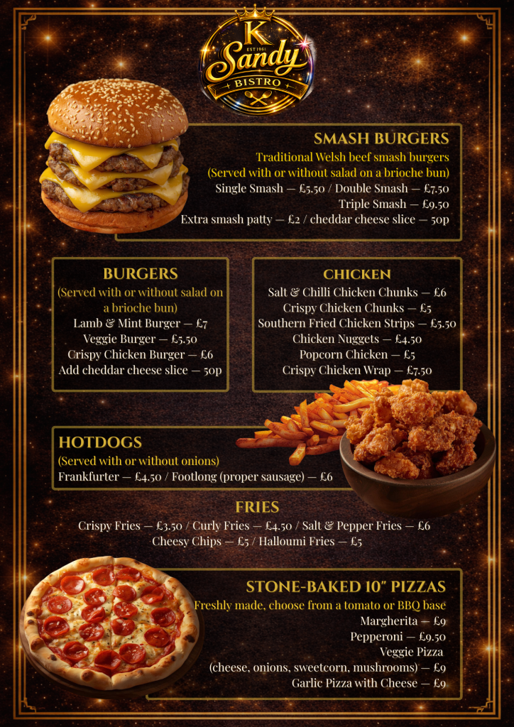 Sandy Bistro Menu 1