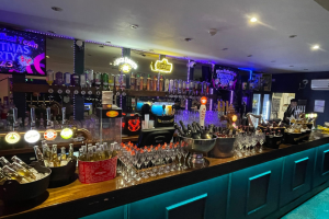 Christmas Party bar with driks at Knightly's Bar Towyn